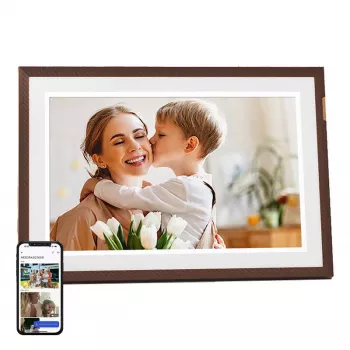ARZOPA D10 cornice digitale 10,1 pollici (marrone scuro) - 1280x800 IPS touchscreen, 32GB, Wi-Fi