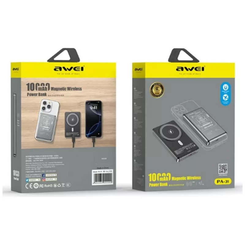 AWEI PA-31 MagSafe power bank 10000mAh grigio
