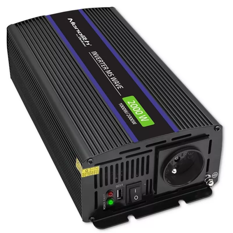 Qoltec Monolith 2000 MS Wave inverter 12V a 230V 1000/2000W USB