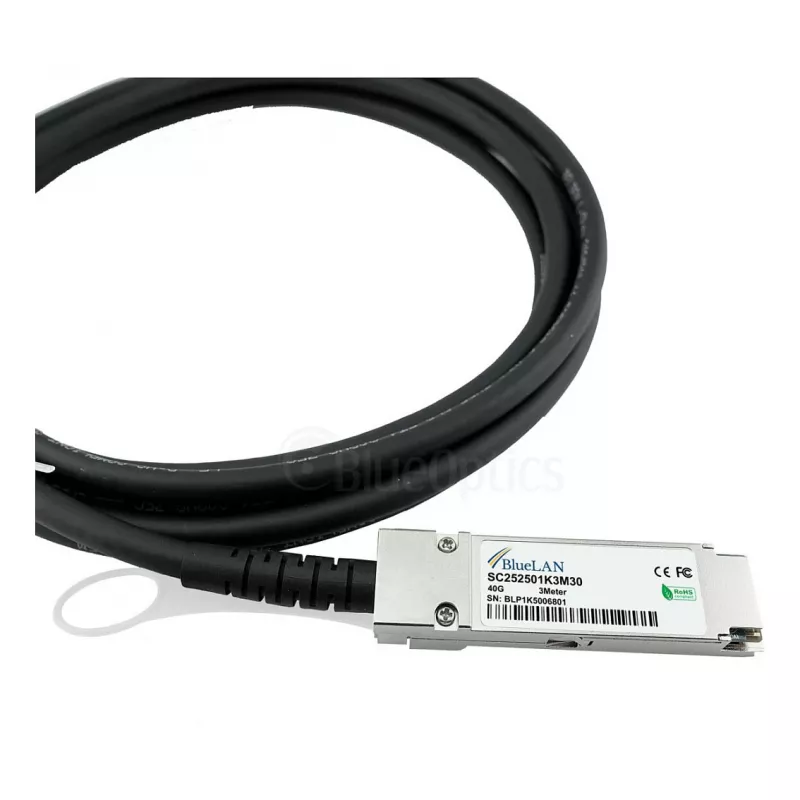 BlueOptics Networks 10313 compatibile BlueLAN cavo Direct Attach DAC QSFP+ 40GBASE-CR4 passivo, 3m (10313-BL)