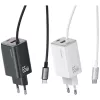 USAMS JC Series CC266 caricabatterie rapido GaN 65W 2xUSB-C 1xUSB-A con cavo USB-C integrato 1,5m bianco