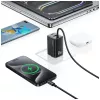 USAMS JC Series CC266 caricabatterie rapido GaN 65W 2xUSB-C 1xUSB-A con cavo USB-C integrato 1,5m bianco