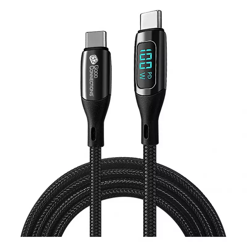 Good Connections cavo di ricarica e dati USB 2.0 100W con display digitale USB-C a USB-C 1m nero