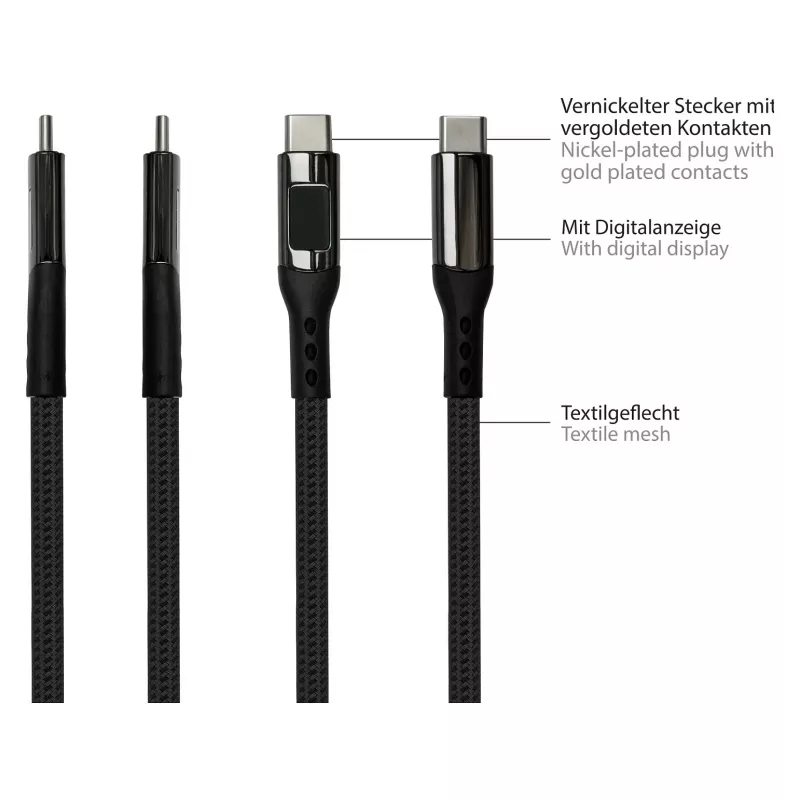 Good Connections cavo di ricarica e dati USB 2.0 100W con display digitale USB-C a USB-C 1m nero
