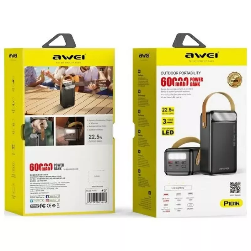 AWEI PowerBank P101K 60000mAh 22,5W nero