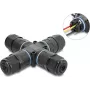 Delock connettore per cavi a X con morsetto a vite 3 poli, IP68 impermeabile per diametro cavo 5 - 9 mm, incl. guarnizioni per 9 - 12 mm, senza attrezzi nero (87247)