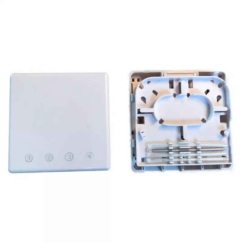 EFB Elektronik scatola FTTH per 4 accoppiatori SC-S o LC-D 80x80 con guida cavi, versione termorestringente