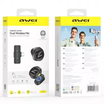 AWEI MK3 Duo Microfono Lavalier Wireless Nero