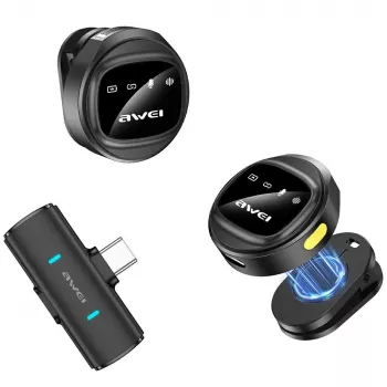 AWEI MK3 Duo Microfono Lavalier Wireless Nero