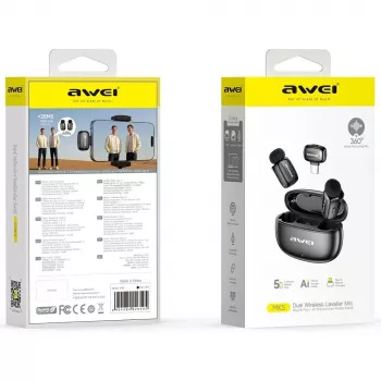 AWEI MK5 Duo Ai-Voice Black Microfono lavalier wireless