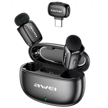 AWEI MK5 Duo Ai-Voice Black Microfono lavalier wireless