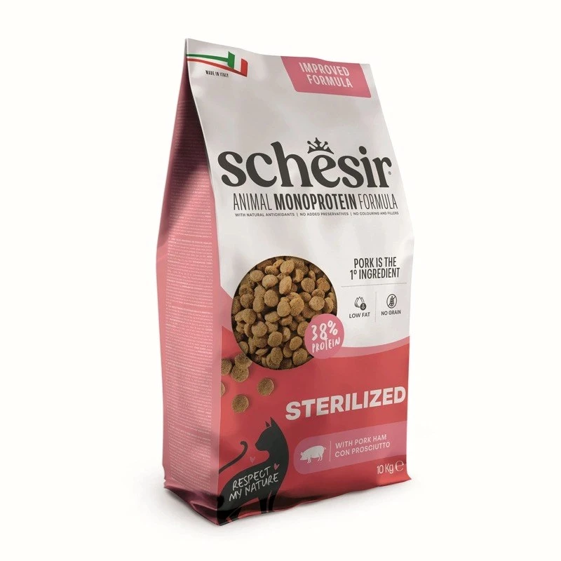 SCHESIR Sterilized with Ham cibo secco per gatti 10kg