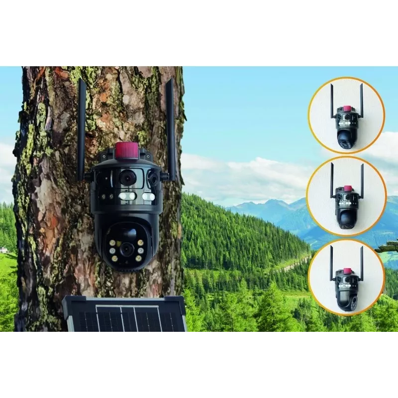 Technaxx TX-329 Telecamera di sorveglianza esterna Dual 4G LTE 3MP+3MP con pannello solare
