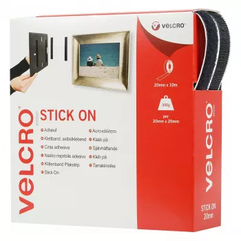 VELCRO Fascia adesiva a gancio e asola 20mm x 10m nero