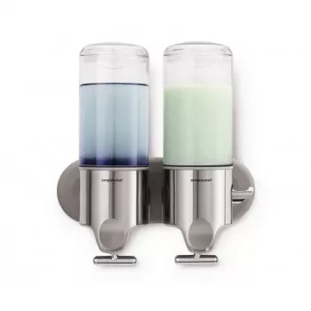 Simplehuman BT1028 Dosatore doppio con supporto a parete, acciaio inox spazzolato