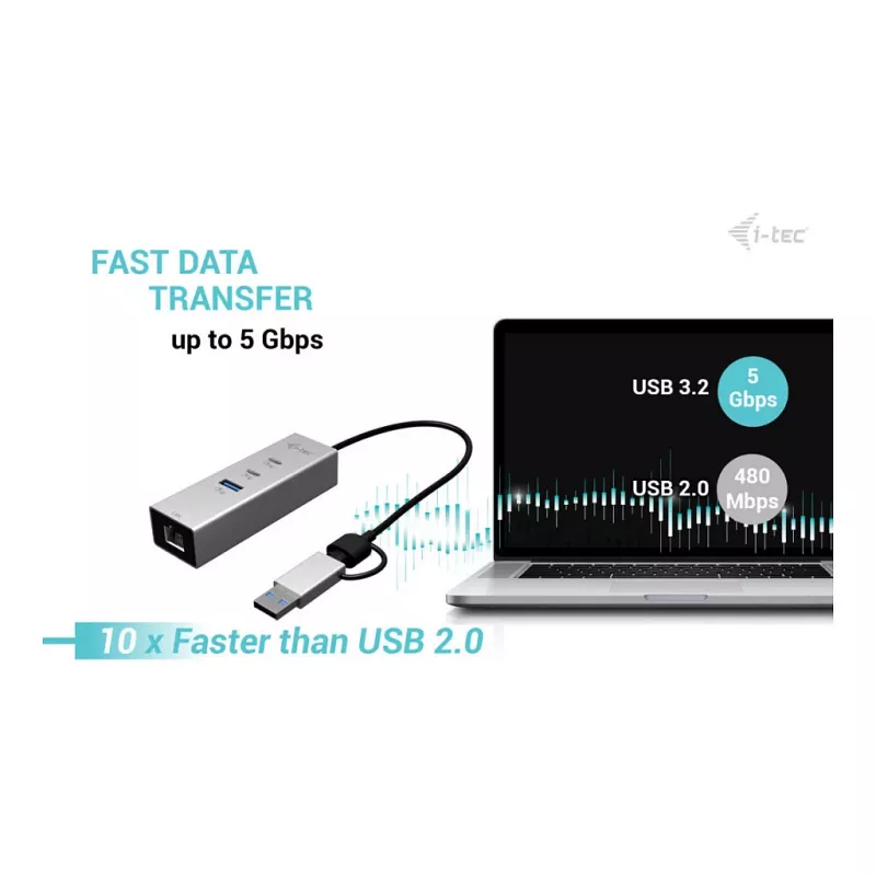 I-TEC Hub in metallo USB-C/USB-A 3 - 2x USB-C 3.2 Gen 1, 1x USB-A 3.2 Gen 1, LAN 2.5G, Space Gray