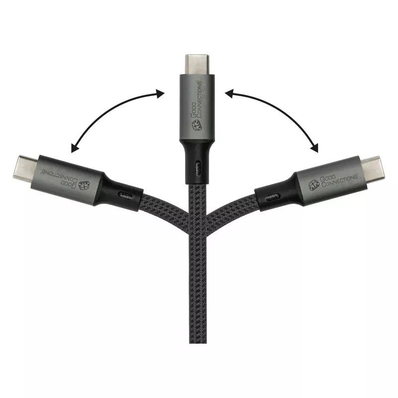 GoodConnections Cavo USB-C 4.0 (ST-ST) 1m intrecciato 100W 8K 30Hz antracite