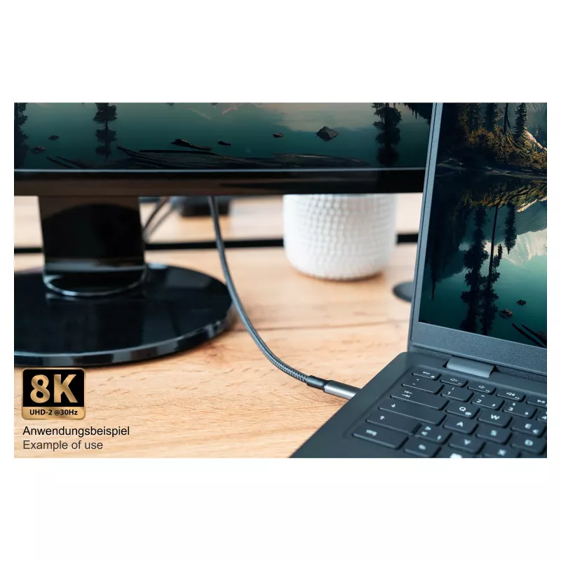 GoodConnections Cavo USB-C 4.0 (ST-ST) 1m intrecciato 100W 8K 30Hz antracite