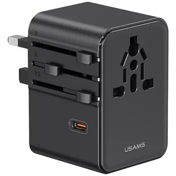 USAMS Adattatore da viaggio CC310 70W 3xUSB-C US/AU/EU/UK nero