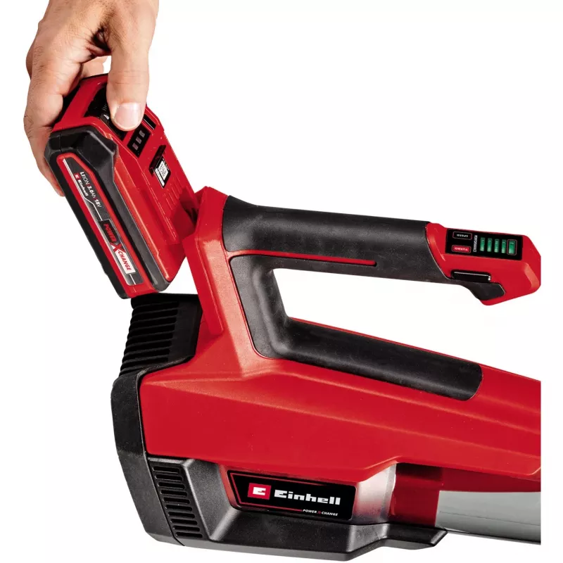 Einhell GP-LB 18/200 Soffiatore per foglie a batteria 200 km/h, motore brushless, Power X-Change, nero/rosso/argento