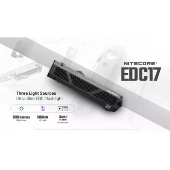 Nitecore EDC17 Torcia 1500 lumen USB-C ricaricabile con puntatore laser Class 1