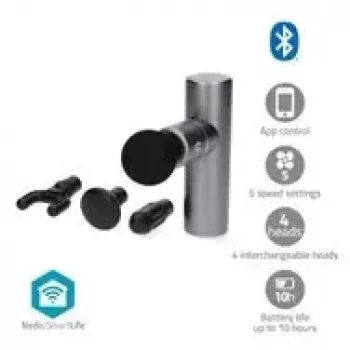 Nedis SmartLife pistola massaggiante con 5 modalità, 4 accessori, Bluetooth, nero