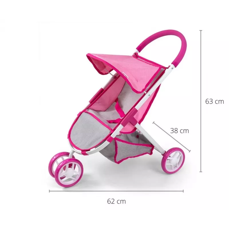 MILLY MALLY passeggino per bambole Susie Prestige – rosa/grigio/bianco