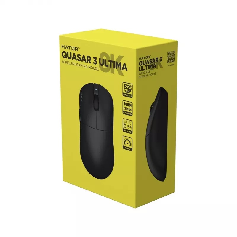 Hator Quasar 3 Ultima Mouse Gaming wireless 8K nero