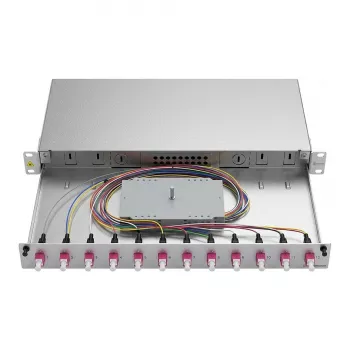 ZVK Easylan Cassetto di giunzione fibra ottica Basic 1U 12x LC-Duplex OM4 estraibile