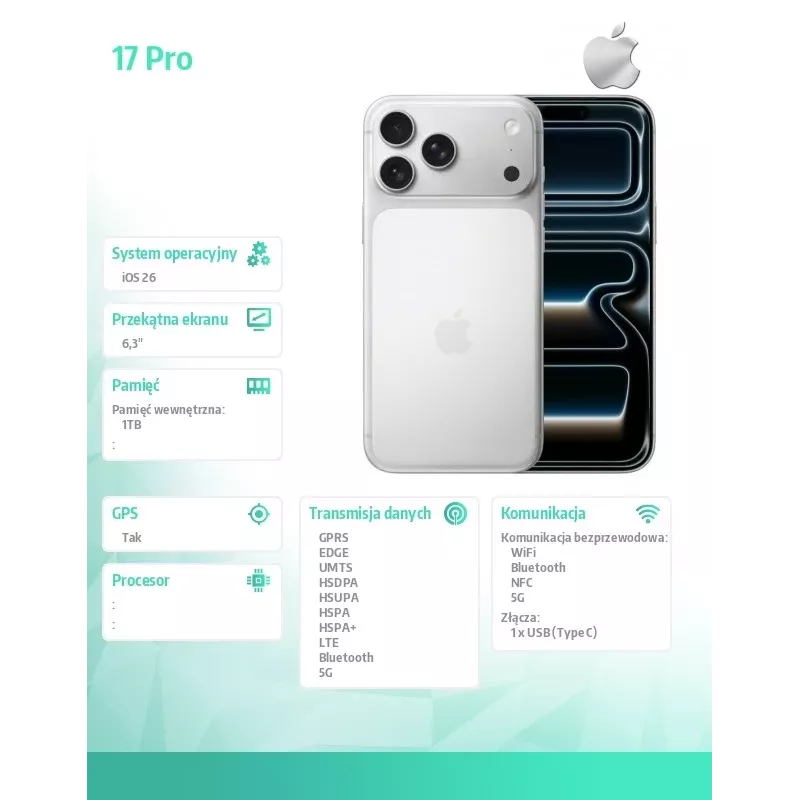 Apple iPhone 17 Pro 1TB argento