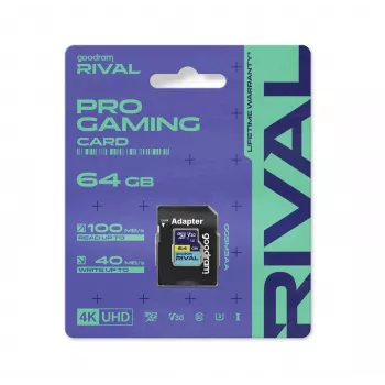 GOODRAM microSDXC 64GB V30 A2 UHS-I U3 RIVAL + adattatore
