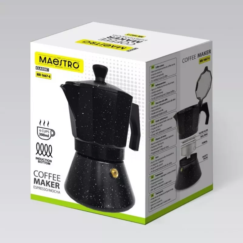 Maestro Granite MR-1667-3 Caffettiera moka 150ml 3 tazze grigia