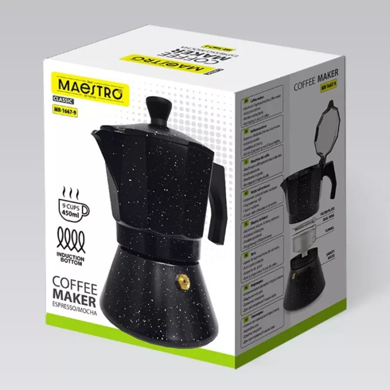Maestro Granite MR-1667-9 Caffettiera per piano cottura 450ml 9 tazze