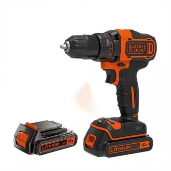 Black & Decker BDCDD186KB set avvitatore a batteria 18V con 2 batterie da 1,5Ah, mandrino autoserrante, coppia 40 Nm