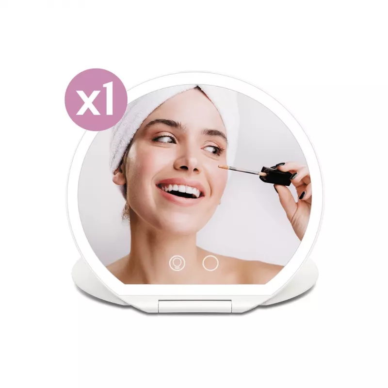 Girmi BE03 Specchio da trucco con illuminazione LED, ingrandimento 1x/5x, finitura cromata
