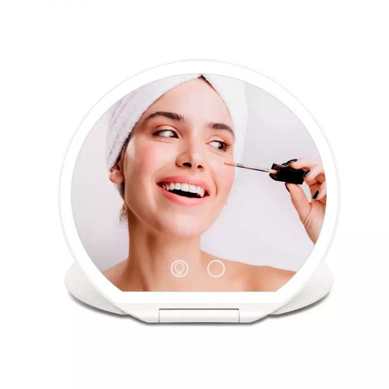 Girmi BE03 Specchio da trucco con illuminazione LED, ingrandimento 1x/5x, finitura cromata
