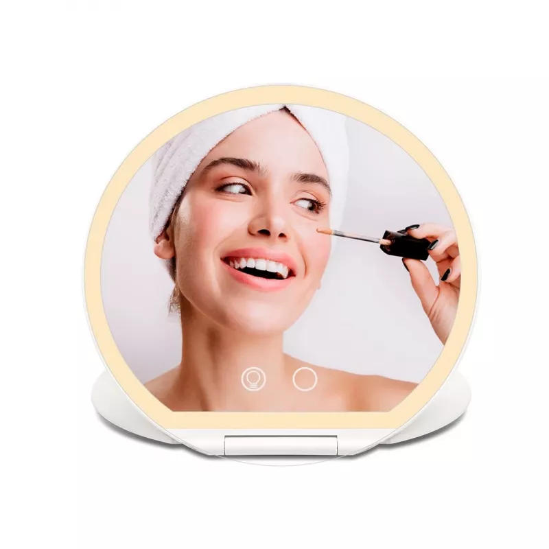 Girmi BE03 Specchio da trucco con illuminazione LED, ingrandimento 1x/5x, finitura cromata