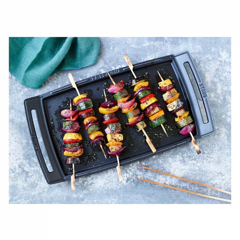 Staub Plancha piastra grill in ghisa compatibile con induzione, 38 cm, nero