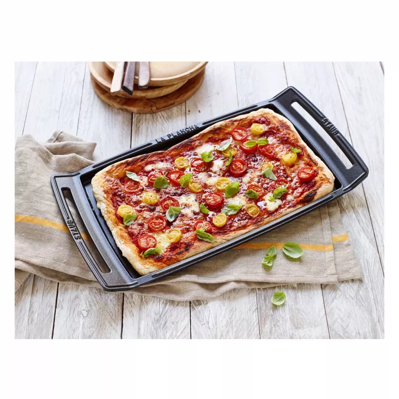 Staub Plancha piastra grill in ghisa compatibile con induzione, 38 cm, nero