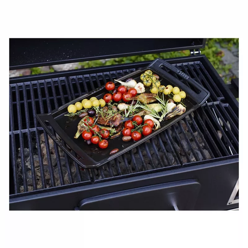 Staub Plancha piastra grill in ghisa compatibile con induzione, 38 cm, nero