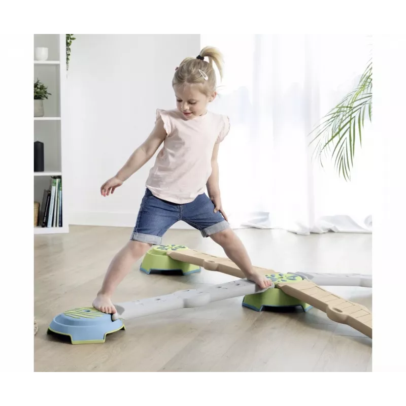 Smoby Life Set trave di equilibrio per bambini - percorso di equilibrio modulare da 10 pezzi con pietre, interno/esterno, da 2 anni