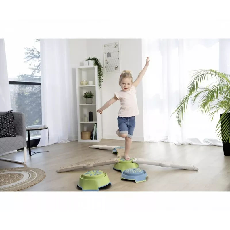 Smoby Life Set trave di equilibrio per bambini - percorso di equilibrio modulare da 10 pezzi con pietre, interno/esterno, da 2 anni