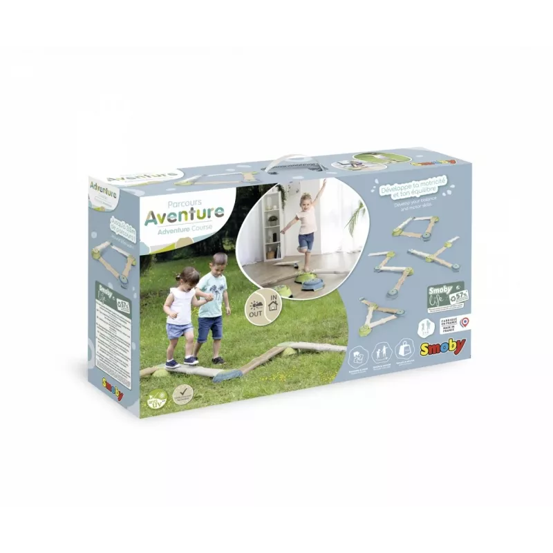Smoby Life Set trave di equilibrio per bambini - percorso di equilibrio modulare da 10 pezzi con pietre, interno/esterno, da 2 anni