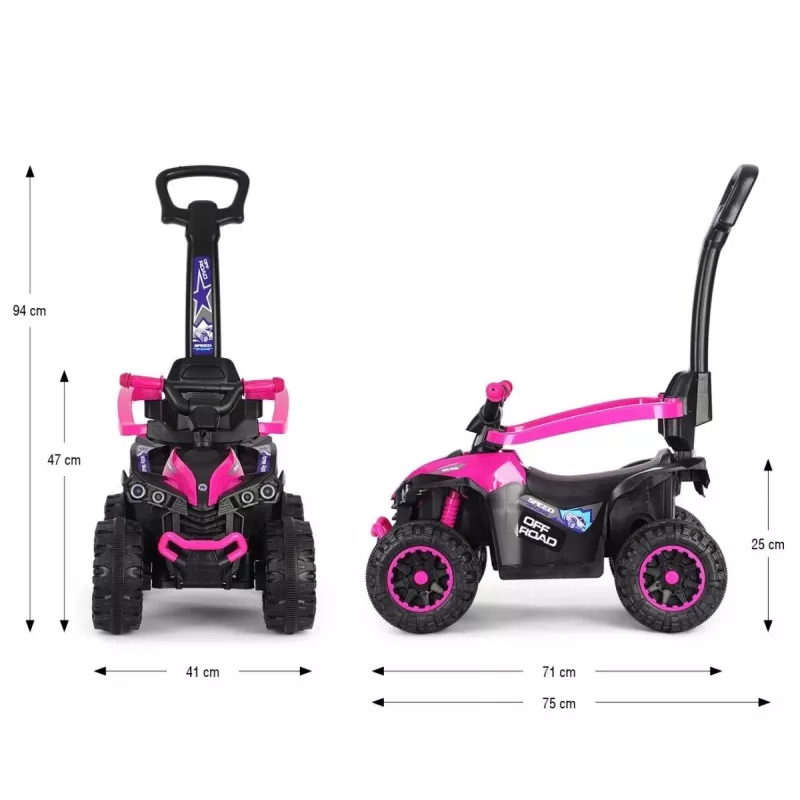 MILLY MALLY Bicicletta per bambini con asta di spinta Wild Pink 12 pollici