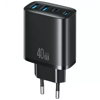 USAMS T70 40W 2xUSB-A 2xUSB-C Alimentatore nero