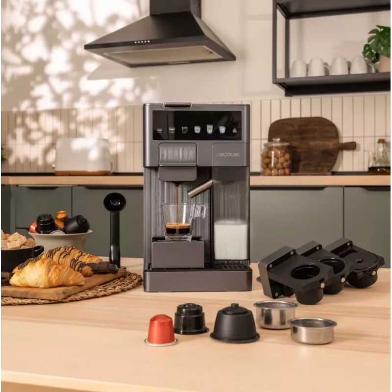 Cecotec FreeStyle Latte T macchina per espresso - pressione pompa 20 bar, monta latte integrato, 1350 W, grigio