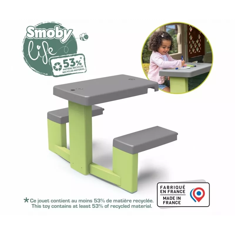 SMOBY Life tavolino da picnic per bambini verde/grigio