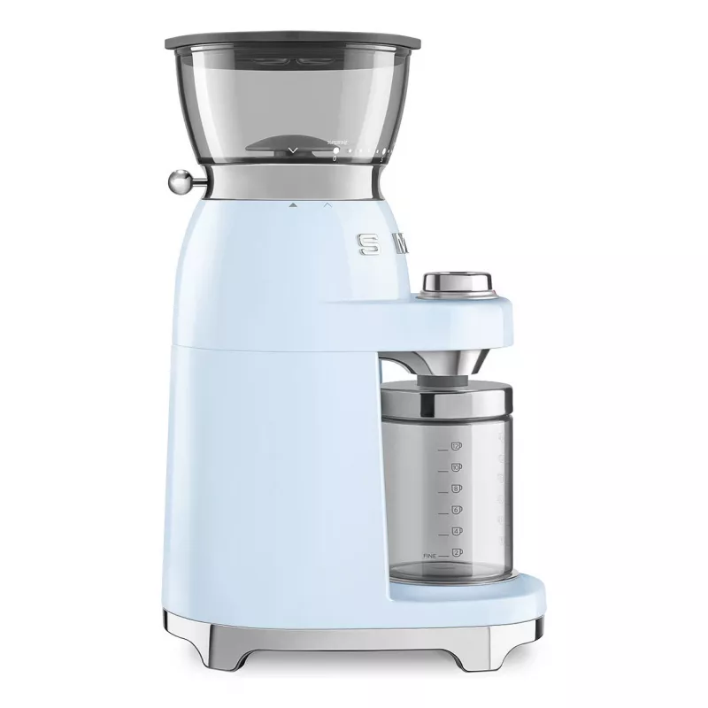 Smeg CGF03PBEU macinacaffè, 15 livelli di macinatura, capacità 240 g di chicchi, 150 W, blu pastello