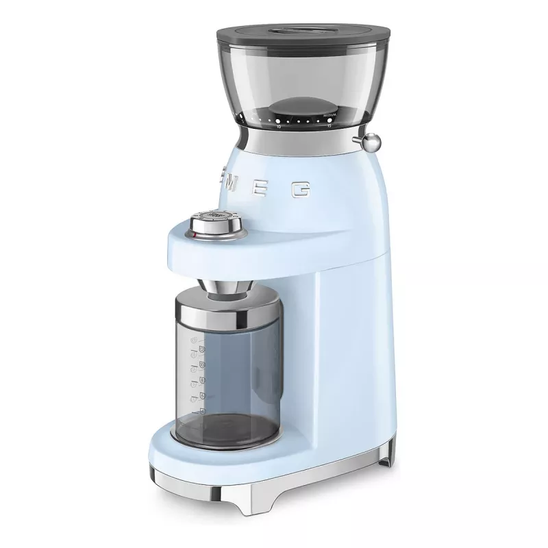 Smeg CGF03PBEU macinacaffè, 15 livelli di macinatura, capacità 240 g di chicchi, 150 W, blu pastello
