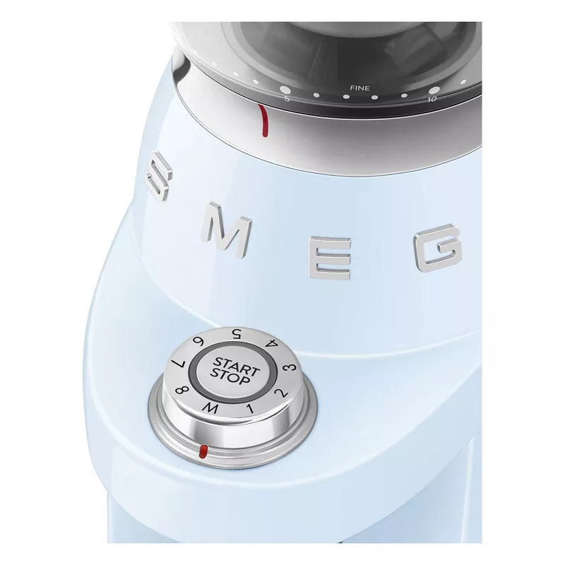Smeg CGF03PBEU macinacaffè, 15 livelli di macinatura, capacità 240 g di chicchi, 150 W, blu pastello